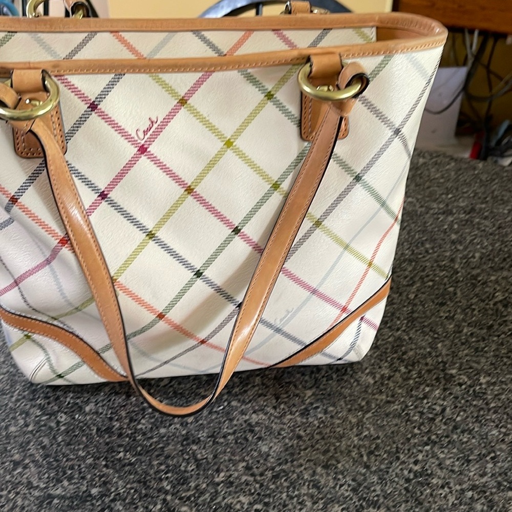 Coach Cream and Tan Tote Bag Classic Design